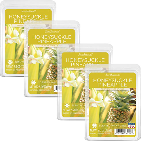 Scentsationals Wax Melts, Wax Cubes Strong Scent - Honeysuckle Pineapple - Long Lasting Scented Melts for Warmer, 10oz (24-Cubes)...