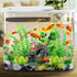 Fish Tank Accessories Artificial Plants, 9pcs Green Aquarium Decorations Plants and Cave Rock Decor Set, Aquarium Decor Plastic Plants...