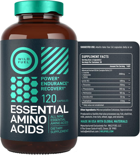 Essential Amino Acids Supplement - 3,000mg Amino Complex + All 9 Best Amino Acids for Muscle Power and Recovery - Leucine Amino Acid, Lysine, Isol...