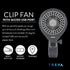 Treva 5 Inch Two Speed Battery & USB Powered Clip On Fan - Slim and Portable Cooling Travel Fan with USB - Gray...