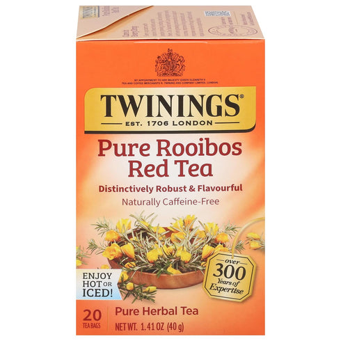 Twinings Pure Rooibos Red Herbal Tea Individually Wrapped Bags, 20 Count (Pack of 1), Sweet with Uplifting Aroma, Naturally Caffeine-Free, Enjoy H...