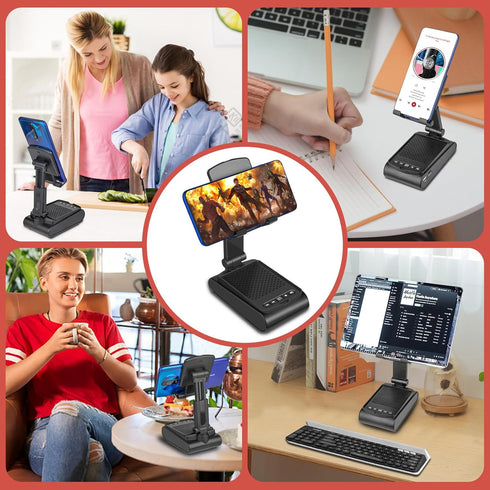 Gifts for Men,Cell Phone Stand with Wireless Bluetooth Speaker HD Surround Sound for Home and Outdoors with Bluetooth Speaker for Desk Compatible ...