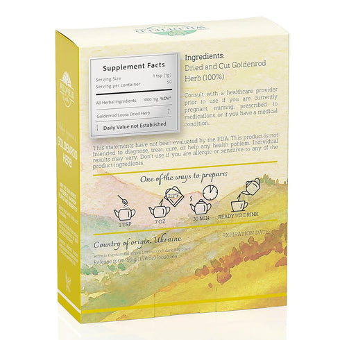 1.8 oz. Goldenrod Tea Herb Golden (Solidago virgaurea L.) - 50g Dried Golden Rod Herbs Herbal Tea...
