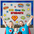 Hero Christian Bulletin Board - 87Pcs Back to School Bible Verse God Gives Me Strength Classroom Decoration, Hero Theme Stars Cutouts Buildings Bo...