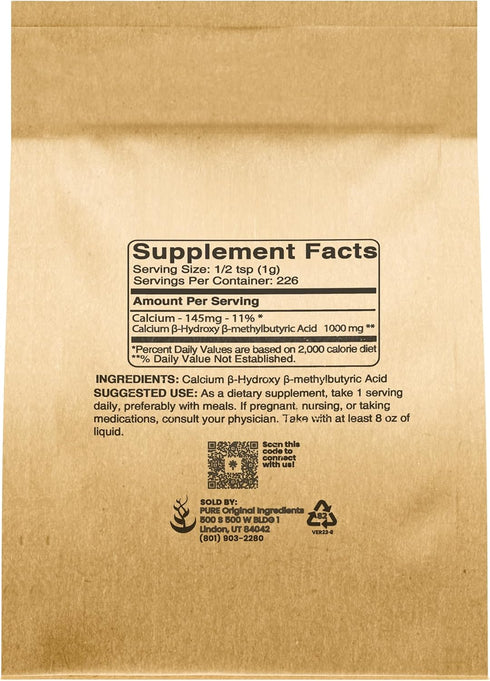 Pure Original Ingredients HMB (8oz) Non-GMO, Gluten-Free, Lab-Verified...