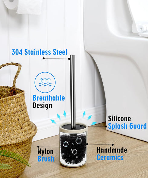 2 Pack Toilet Bowl Cleaning Brush Set for Bathroom, No Assembly and No Scratching Toilet Bowl, 304 Anti-Rust Handle...