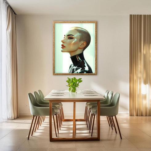 Posterizer 1 pcs-futuristic sleek woman in dark clothing 1-Abstract & Modern Art-Fantasy & Fiction Art-Gift for Women, Fashionistas, Designer Fash...