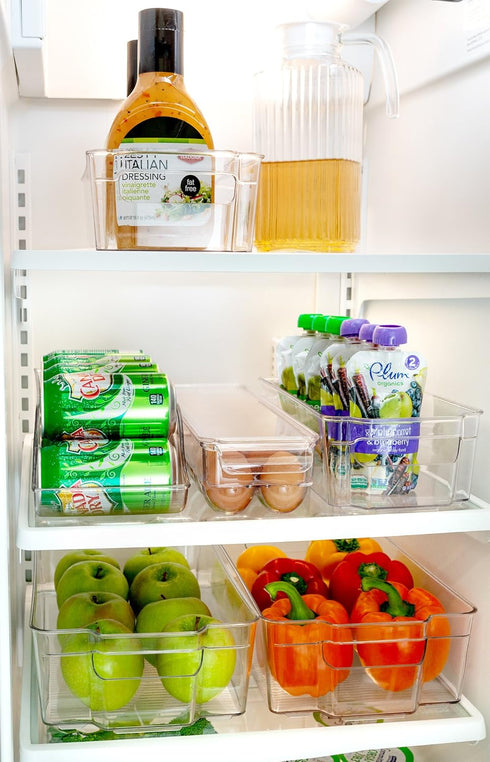 Home Basics Clear Acrylic Food Storage Container Bin for Fridge Freezer or Pantry, Stackable with Handles. Organize Fruit, Vegetables, Yogurt, Sna...