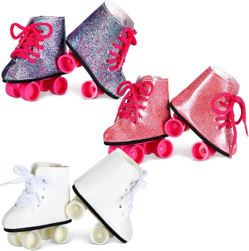 Bencailor 3 Pairs 18 Inch Doll Shoes Roller Skates 18 Inch Elf Doll Shoes American Dolls Shoes for Boys Girls Doll(Novelty Style)...