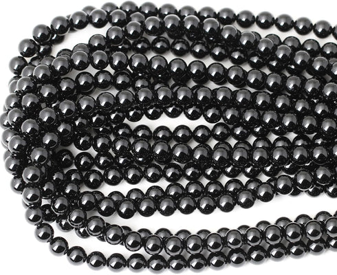 45PCS 8mm Black Smooth Polish Onyx Agate Gemstone Round Loose Beads for Jewelry Making 1 Strand 15"...