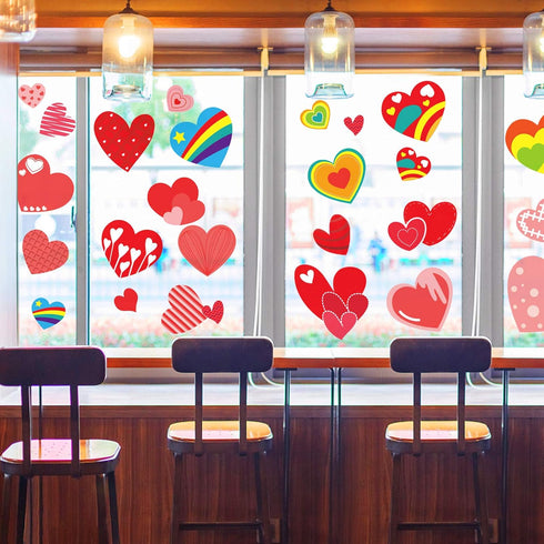Kalolary 194PCS Valentine's Day Window Stickers Removable Heart Window Clings DIY Heart Stickers Self-Adhesive Heart Decal for Home, Office - Vale...