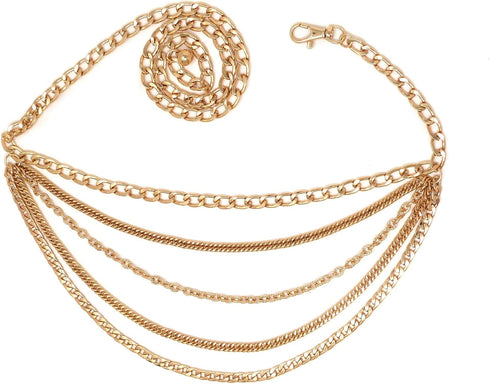 Women's Premium Hang Low Multi Link Chain 4 or 5 Layer Waist Chain Belt in Gold, Silver Tone...