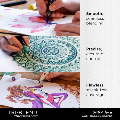 Spectrum Noir Blend Triblend Blendable Alcohol Marker 3 Colours in 1 Pen-Orange...