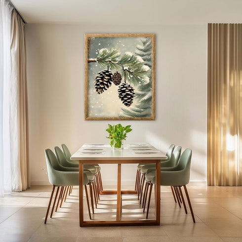 Posterizer 1 pcs-pinecones in snowey winter nature 7-Holiday Poster Collection-Landscape & Nature Art-Living Room Bedroom Decor- unframed wall art...