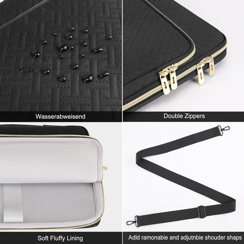 DOMISO 15.6 inch Laptop Sleeve Case Water-Resistant Computer Cover Bag with Detachable Shoulder Straps and Extendable Handle for HP, Dell, Asus No...