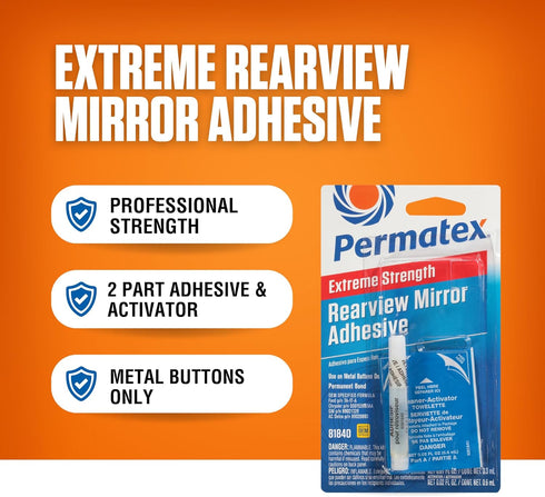 Permatex 81840 Extreme Rearview Mirror Profressional Strength Adhesive Kit , White...