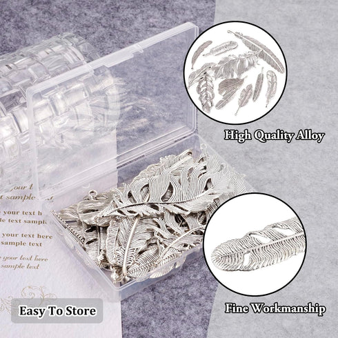 Craftdady 22Pcs Alloy Dreamcatcher Feather Charms Tibetan Big Leaf Pendants Feather Wing Charms Fly Antique Silver Metal Western Charms for Crafts...