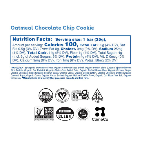 GoMacro Kids MacroBar Organic Vegan Snack Bars - Oatmeal Chocolate Chip Cookie (0.90 Ounce Bars, 7 Count)...