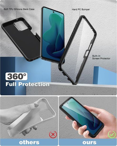 FNTCASE for Motorola Moto G-5G-2024 Case: Phone Case with Built-in Screen Protector Protective Silicone Cell Phone Cover Rugged Shockproof Full Bo...