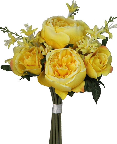Admired By Nature 9 Stem Artficial Flowers English Rose Rose Bud Spring Wedding Bouquet for Bride Bridesmaid, Centerpieces Floral Arrangement Home...