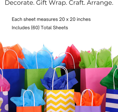 Iconikal Gift Wrap Tissue Paper, 20 x 20-Inches, 60-Sheets (Red)...