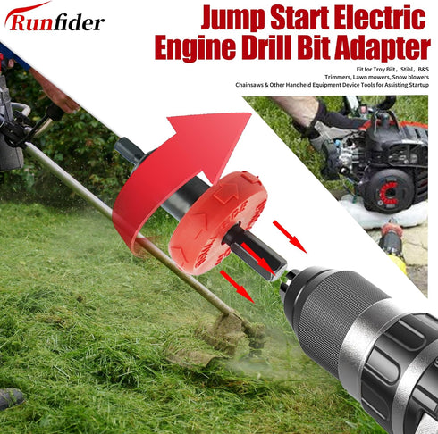 Jump Start Electric Engine Drill Bit Adapter Fit for Troy Bilt Stihl B&S Trimmers, lawn mowers, snow blowers, chainsaws & Other Handheld Equipment...