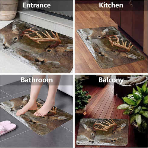 Deer Moose Bath Rugs Machine Washable Bathroom Decor Non-Slip Doormat Water Absorbent Welcome Mat for Kitchen Bedroom Floors 16" X 24"...