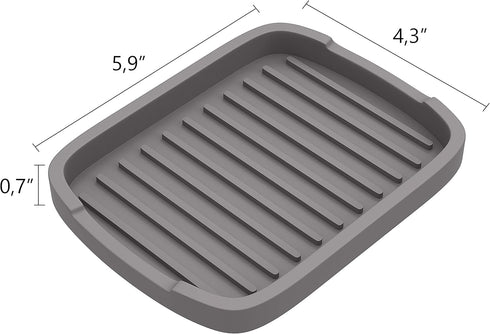 Silicone Sponge Holder -soap Tray - 5.9" X 4.33", 1-Pack (Gray)...