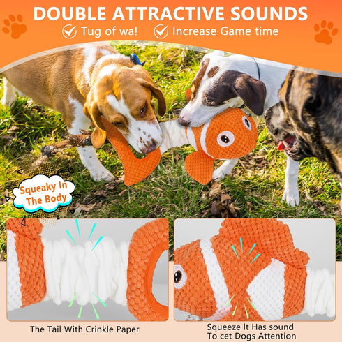 Squeaky Dog Toys, Durability Interactive Tug of War Puppy Toys for Indoor and Outdoor Play - Stuffed Pet Dog Toys with Soft Fabric Suitable for Sm...