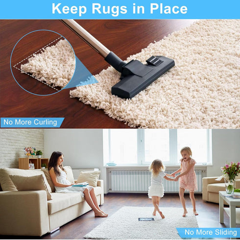 Rug Gripper 16 Pack, Non Slip Washable Rug Gripper Carpet Tape Stickers, Hook and Loop Pads Non Curl Reusable Stoppers Keep Your Area Rug Flat on ...