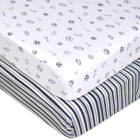 American Baby Company 2 Pack 100% Natural Cotton Fitted Pack and Play Sheets 39" x 27" - Soft & Breathable Pack N Play Sheets for Playard & Mini C...