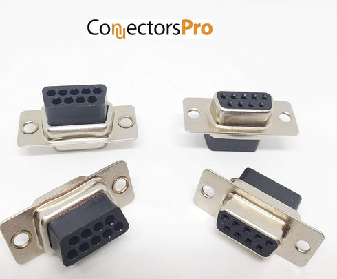 5 Sets Crimp Type DB9 Female + Plastic Hoods + Pins Set, D-Sub 9P Female Crimp Connector, Pin & Hood Kit (5 DB9 Female + 5 Hoods + 50 Pins)...