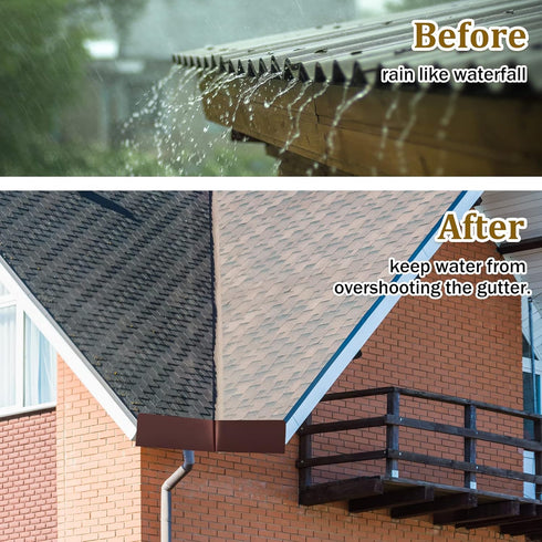 2 Pcs Gutter Valley Splash Guards Downspout Diverter Roof Rain Diverter Roofing Gutter Guards with 20 Pcs Matching Gutter Screws Rain Gutter Guard...