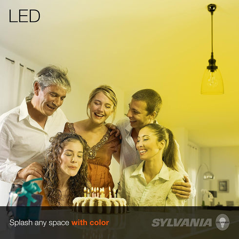 SYLVANIA LED Yellow Glass Filament A19 Light Bulb, Dimmable, Efficient 4.5W, E26 Medium Base, 1 pack...