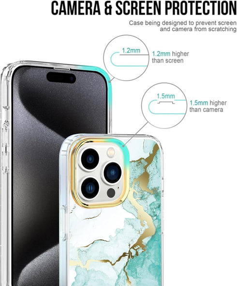 BAISRKE Clear Case Design for iPhone 15 Pro 6.1 inch, with 2 Pack Screen Protectors + 1 Pack Camera Lens Protector Slim Shockproof Women Cute Bump...