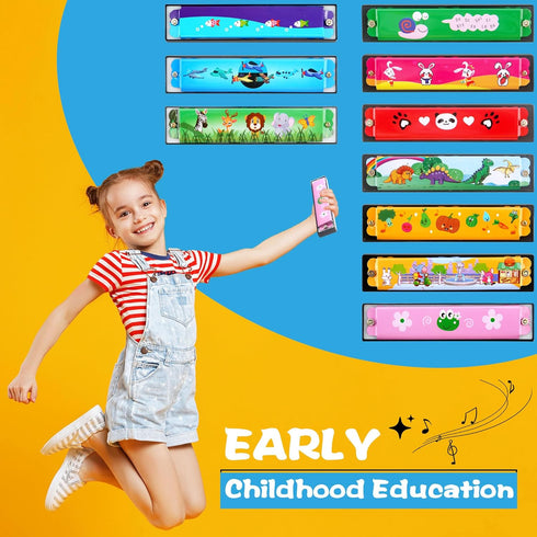 15 Pack Harmonica Toy for Kids Cartoon Harmonica with Double Row of 16 Holes Musical Instrument Toy for Toddler Kids Adult Beginners' Musical Inst...