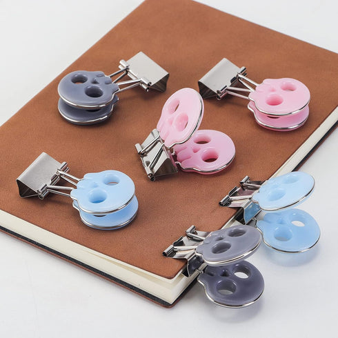 Skull Shape Medium Paper Clips, Binder Clips, Easy Grip, Assorted Color, School Office Supplies, 10 Pcs/Set...