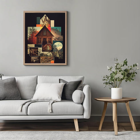 Posterizer 1 pcs-vintage houses and landscapes collage-Landscape & Nature Art-Abstract & Modern Art-Gift for Nature, Surfers and Beach Lovers- UNF...