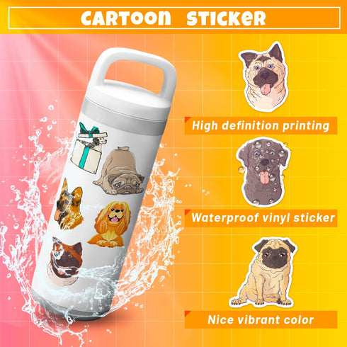 50Pcs Cute Dog Stickers Pack, Waterproof Vinyl Puppy Stickers for Water Bottle, Laptop, Suitcase, Bicycle, Notebooks, Diary, Scrapbooking, Kawaii ...