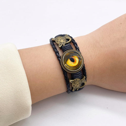 MIAO JIN 8PCS Braided Leather Bracelet Making Kit 18mm Blank round Cabochon Bezel Tray Button Adjust Leatherette Multilayer Rope Bangle Cuff Wrist...