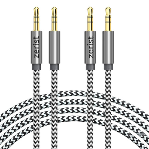 2 Pack 3.5mm Stereo Audio Cable Extension Male to Male Nylon Braided 10ft/3m Zerist Tangle-Free AUX Cable for Headphones, iPods, iPhones, iPads, H...