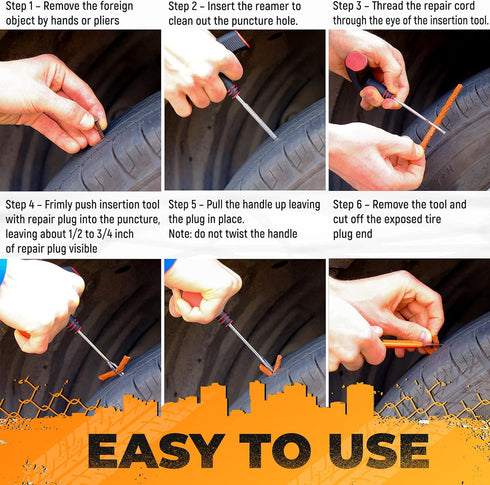 Vehiclex Tire Plug Repair Kit for Car, Motorcycle, ATV, Tractor, Lawn Mover - Essential Tire Repair Kit for Flat Tire Punctures Repair...