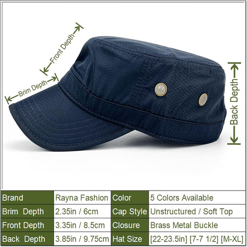 Hidden Pocket Cadet Army Hat Quick Dry Military Style Flat Top Baseball Dad Sun Cap...