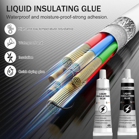 3.5 oz Liquid Electrical Tape Glue 50ml Black & 50ml White Liquid Insulation Glue Kit Rubber Coat, Rubber Paint, Dielectric Sealant for Wires & Ca...