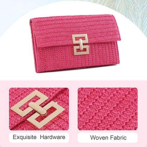 KUANG! Straw Clutch Purse for Women Beach Woven Bag Envelope Evening Clutch Straw Handbag...