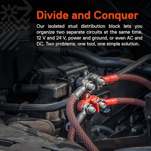 True Mods 12V-48V Dual Stud Battery Junction Post 3/8 Inch M10 2 Single Isolated Power Distribution Post Terminal Bus Bar Power Ground Insulated f...