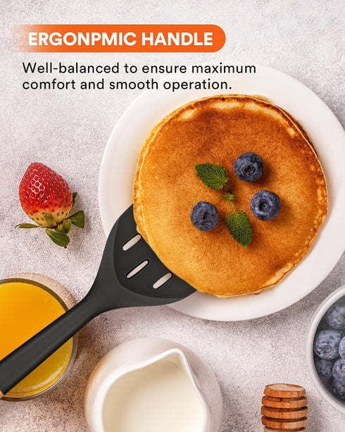 Nonstick Silicone Spatula, Non Scratch Flexible Edge for Pans, Slip Resistant comfortable Wooden Handle, Heat Resistant BPA-Free Kitchen Spatulas ...