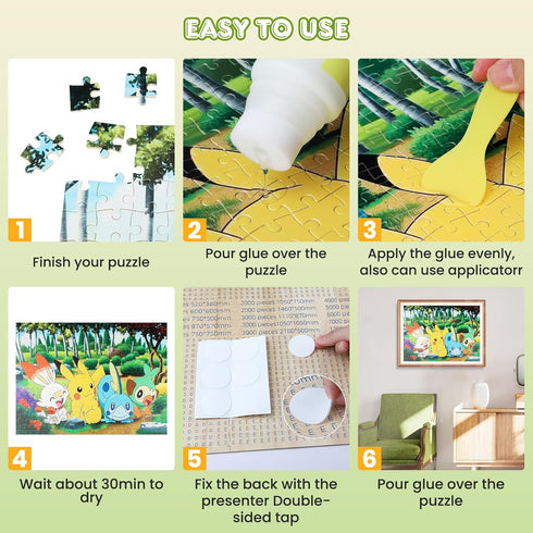 NAIMOER Puzzle Glue 240ML, DIY Diamond Art Sealer with Sponge Head & Applicators, 5D Puzzle Sealer Accessories Permanent Hold Shine Effect Diamond...
