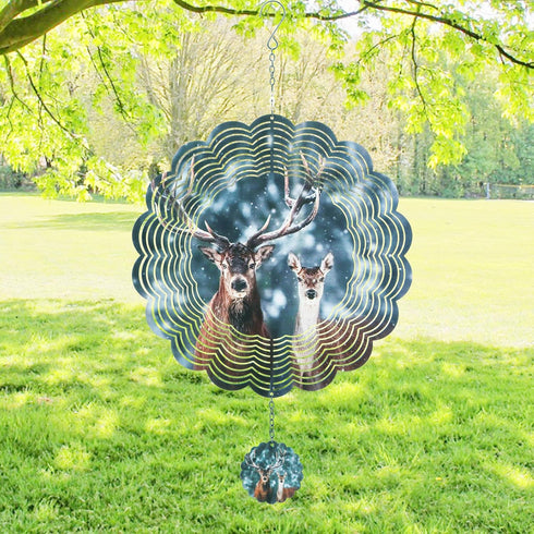 Deer 3D Wind Spinner Kinetic Metal Art Hanging Wind Spinner Outdoor Decoration Ocean Ornaments Decor for Yard and Garden (deer)...