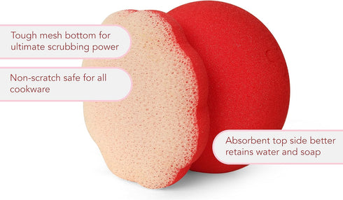 Happy Octopus Dish Scrubber (Pack of 4) - Ergonomic Kitchen Sponge Cleaning Supplies - Heavy Duty, Non-scratch, All-surface Smiley Sponges with Si...